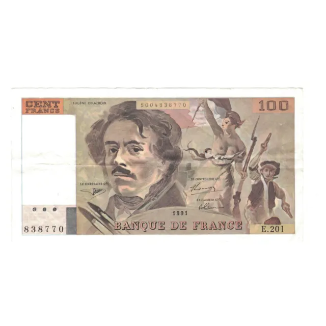 [#148258] France, 100 Francs, Delacroix, 1991, E.201, EF, Fayette:F69BIS.4, A