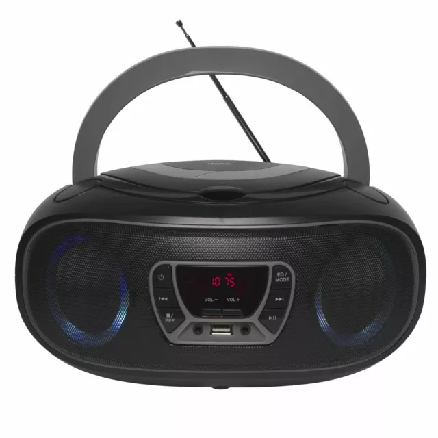 CD-Player mit LED Discolicht Radio USB Bluetooth MP3 AUX Denver TCL-212BT GREY