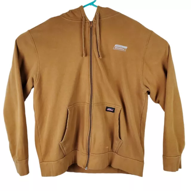 Dickies  Hoodie Mens LG Full Zip Sweatshirt Beige Thermal Waffle Knit Lined
