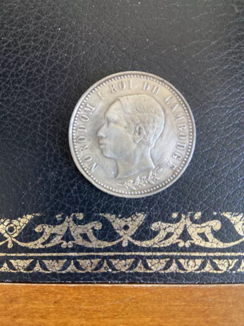pièce commémorative Norodom 1er Roi Du Cambodge 1902 en argent. SPL