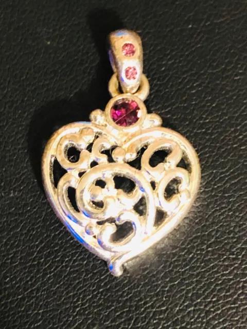 Gorgeous Sterling Silver Purple Rhinestone Heart Vintage Charm/Pendant