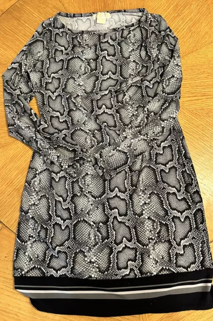 MICHAEL KORS Cobra Snakeskin Print Shift Dress Gunmetal Women’s Size Small