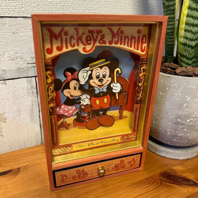 DISNEY MICKEY MOUSE Music Box 1984 Showa Retro Out of Print Sankyo R