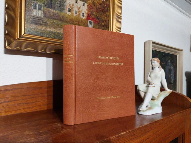 FRANZÖSISCHE LIEBESGESCHICHTEN Luxusausgabe HANS ERNI Erotik LEDER HANDEINBAND