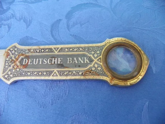 Antiker Brieföffner mit Lupe Deutsche Bank von Zwilling um 1900 2