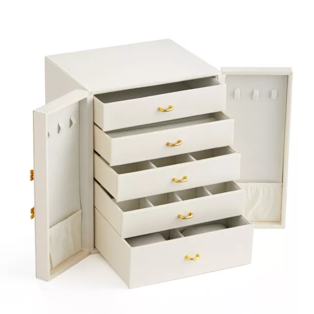 Mondeer Large Jewellery Box w/5 Drawers Cabinet Necklace Ring Bracelet Organizer 3