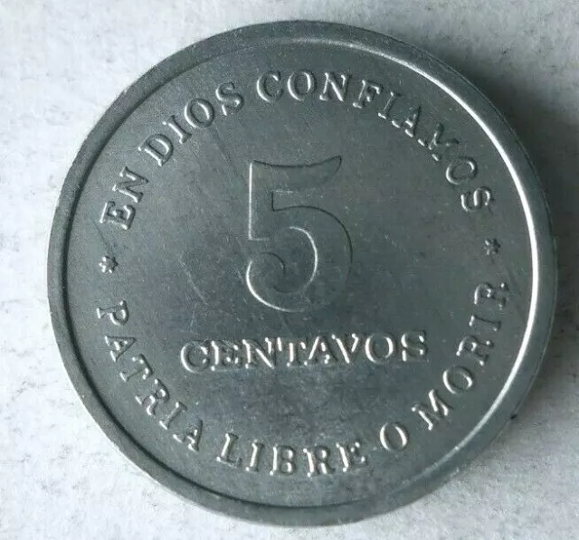 1987 NICARAGUA 5 CENTAVOS - AU/UNC - Obscure 1 Year Type Bin #402