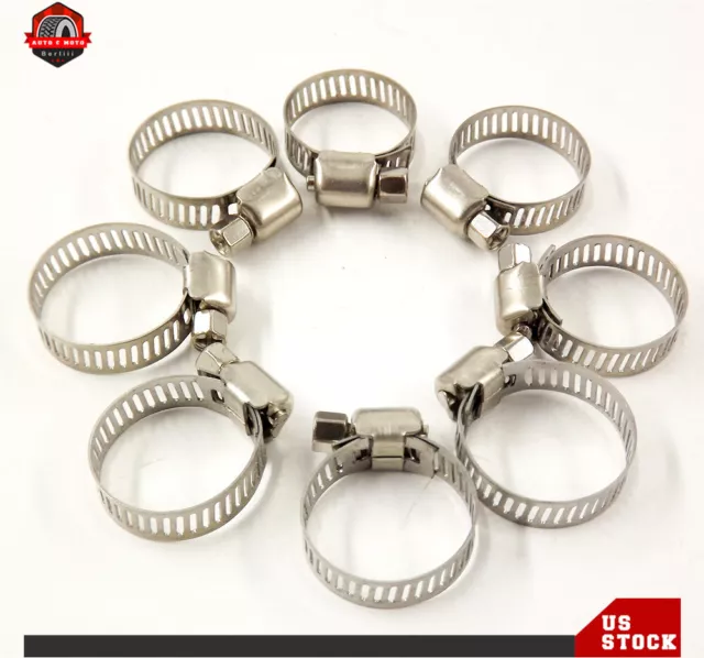 15Pcs 5/16"-15/32" Hose Clamps Fuel Line Worm Clip Adjustable Stainless Steel