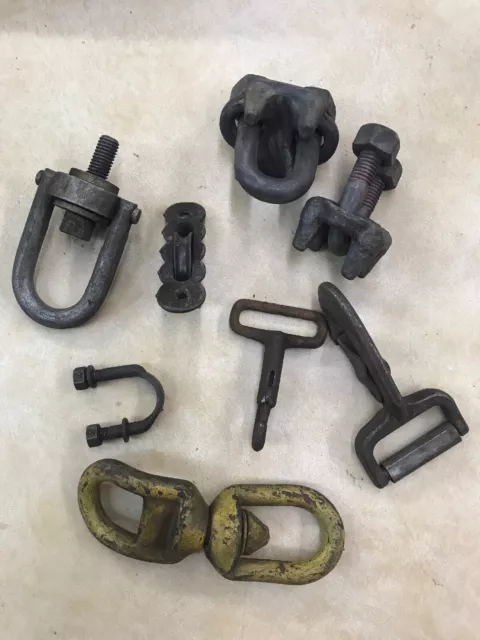 Vintage Antique Hooks Clevis Chain Pulley Decor Steampunk Repurpose farmhouse