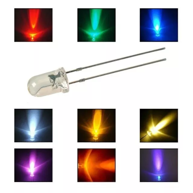 LED 5mm klar LEDs 10, 20, 50 oder 100 Stück oder Set 8 Farben zur AUSWAHL