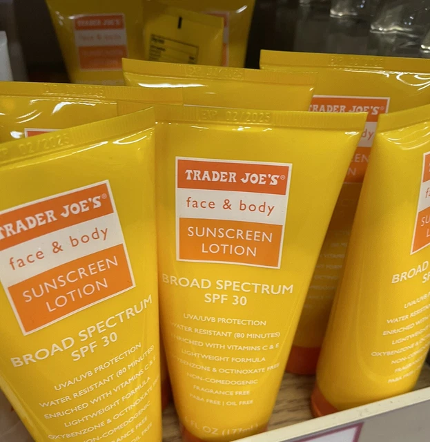 TRADER JOE'S FACE & Body Sunscreen Lotion SPF 30 WATER RESISTANT