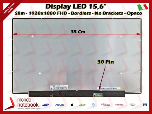 Affichage LED 15,6 " (1920x1080) FHD (Pas Support) 30 Broches Dx (Mat ) Bordless