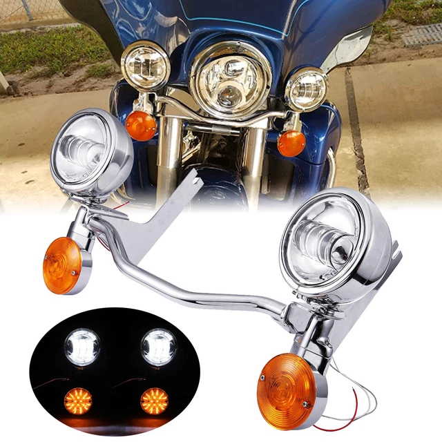Chrome 4.5" inch Passing Lamp Mount Light Bar Fit For Harley Touring 1994-2012