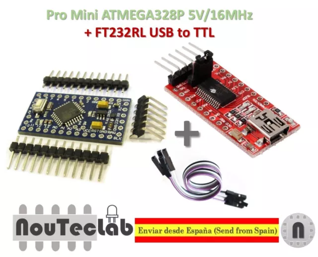 Pro Mini ATMEGA328P 5V/16MHz + FTDI FT232RL USB to TTL Serial Converter