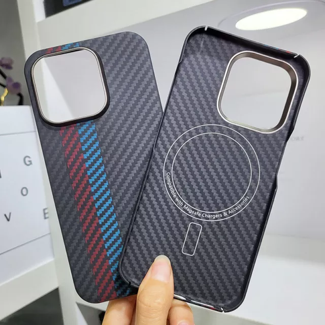 Genuine Carbon Fiber Case For iPhone 15 Pro Max Thin Matte Metal Lens Ring Cover