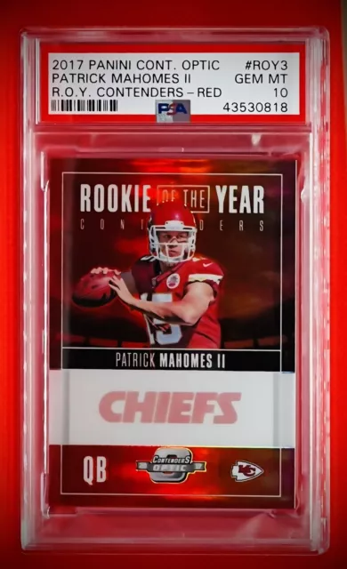 2017 Patrick Mahomes II Red Prizm /49 - PSA 10 - Pop 3 - ROY Contenders Optic