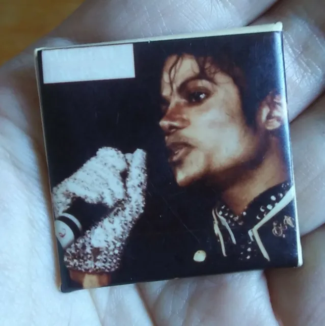 Vintage ~ Michael Jackson LIVE ~ Square Pin Pinback Button Badge True Original