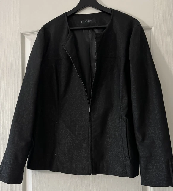 Veste Légère En Cuir Patchwork Noir Un Jour Ailleurs - Taille 48, Comme Neuve
