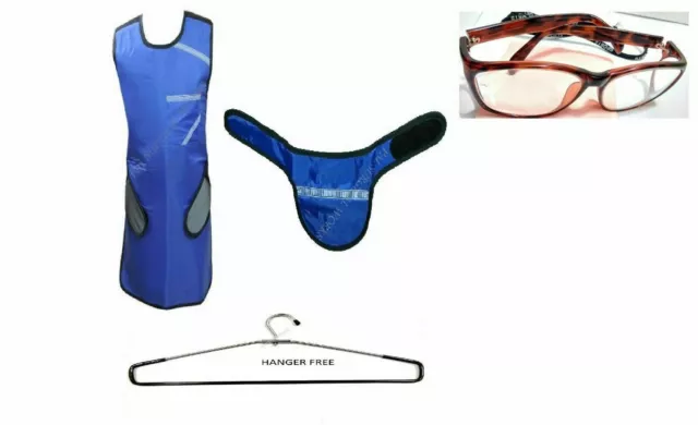 X-Ray Protective Blue LEAD APRON THYROID COLLAR Lead Goggles PACK OF 3 FREE SHIP