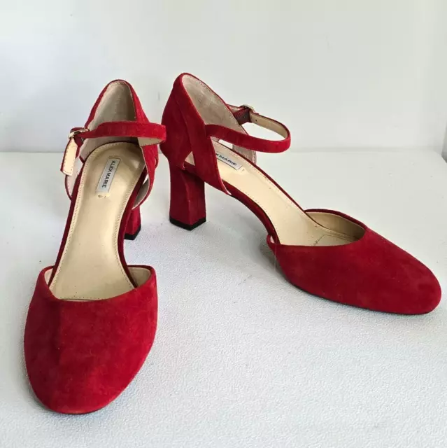 Alex Marie RED SUEDE Leather Classic Mary Jane Ankle Strap Pump SZ 9 M