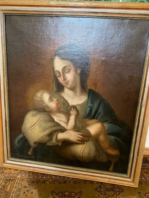 Originales Barockes Ölgemälde "Madonna mit Kind" - signiert und datiert
