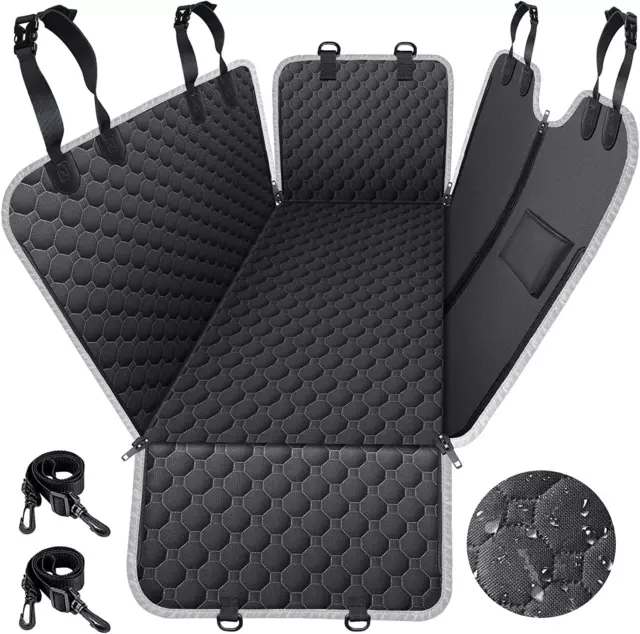 Dog Car Seat Cover for Back Seat, Waterproof Car Seat Protector for Dogs with Si