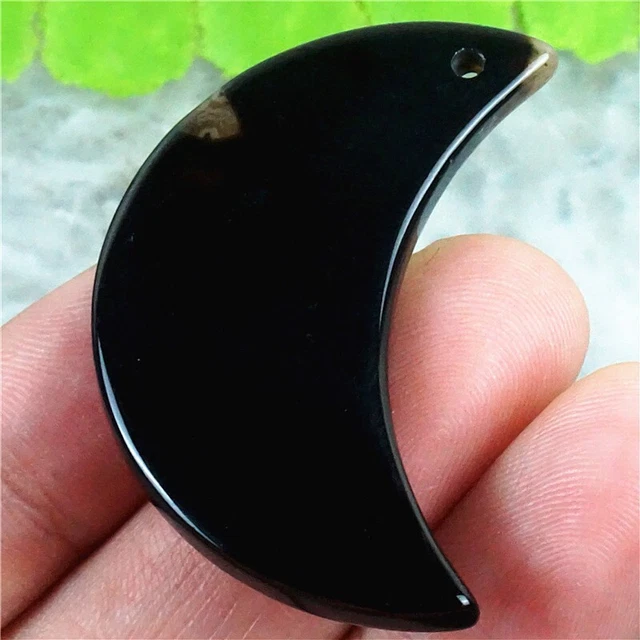 V11058 40x17x3mm Black/white Druzy Geode Agate Half-moon Pendant Bead