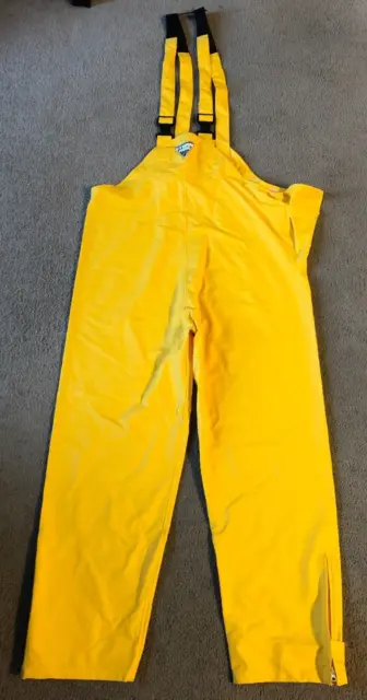 Storm Hide Men's Yellow PVC Rain Overalls Bibs - Size Large