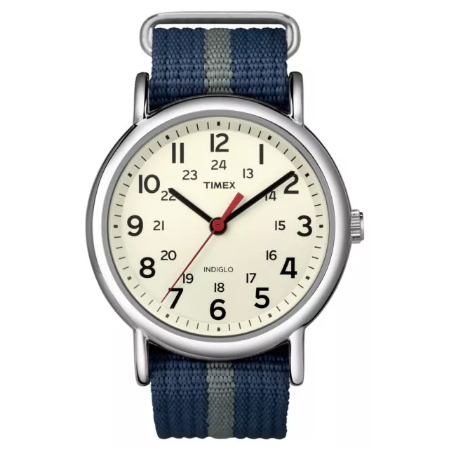 TIMEX MENS BLUE Grey Weekender Slip Through Watch RRP 59.99. New