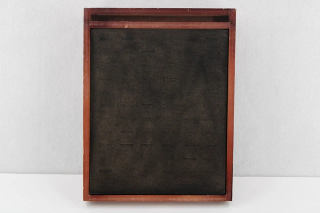 36 SLOT WOODEN RING DISPLAY BOX 9X11.5x3IN BLACK FOAM INSERT JEWELRY ORGANIZER