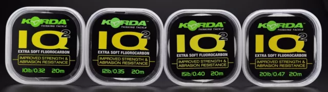 Korda IQ2 Flurocarbon Hooklink 20m Carp Fishing Line - All Sizes