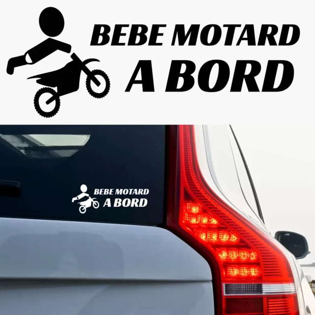 Sticker Autocollant BEBE MOTARD A BORD Format et coloris au choix