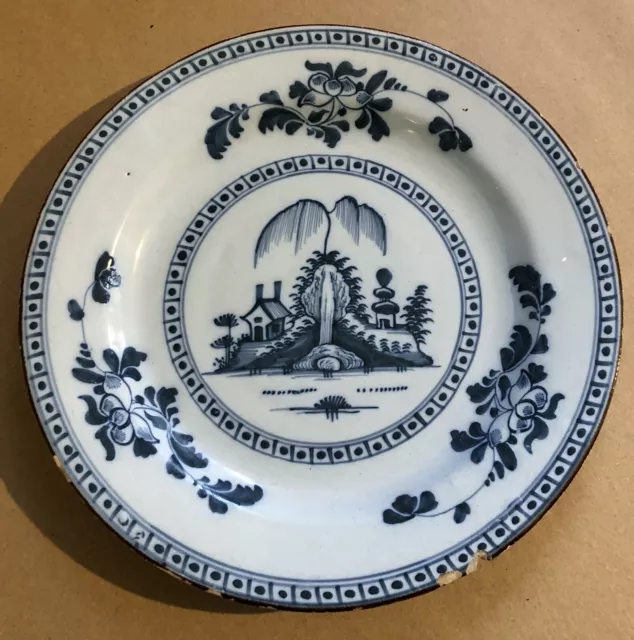 ANTIQUE 18thC. DELFT POTTERY “CHINOISERIE” PLATE c1790