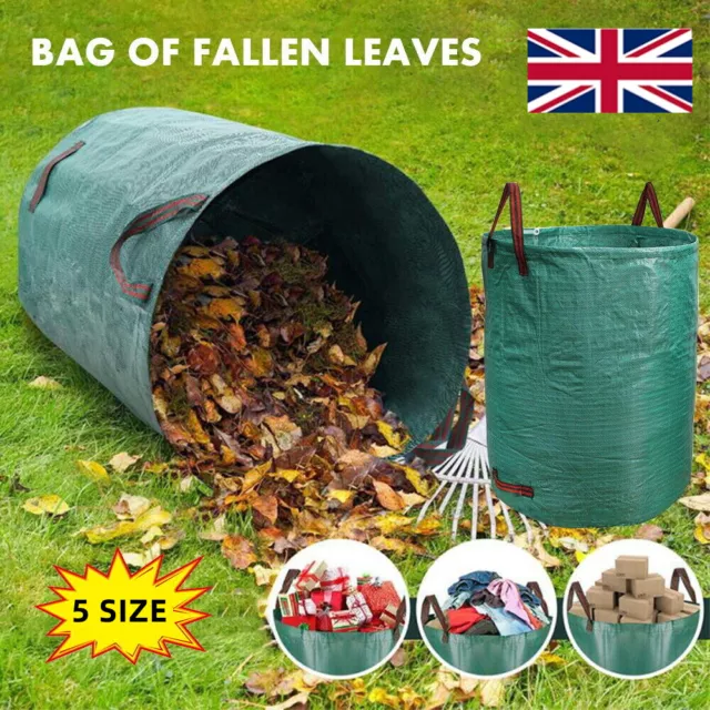 Heavy Duty Garden Waste Bag Reusable Waterproof Refuse Sack for Leaves Grass Bin