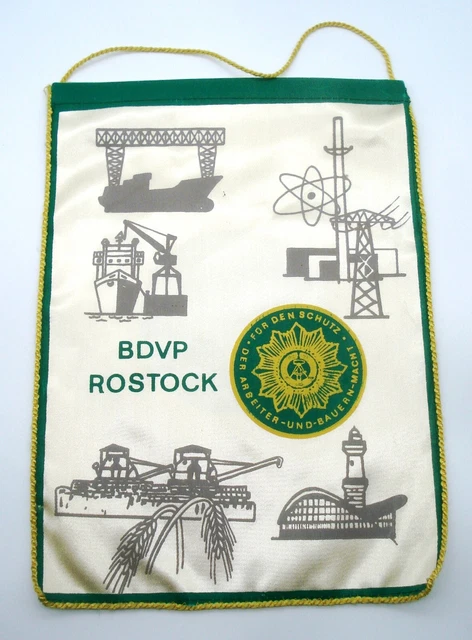 großer DDR VP Volkspolizei Wimpel Bezirksdirektion BDVP Rostock