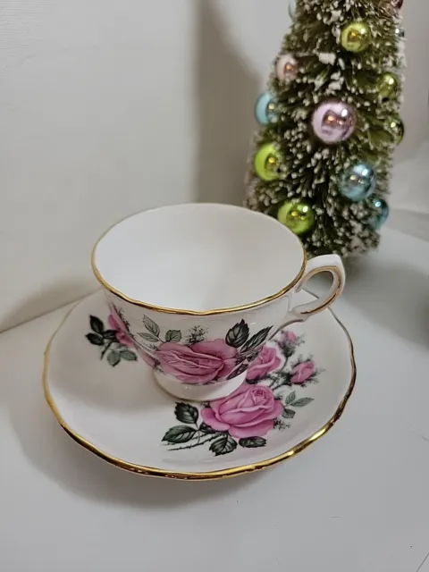 Vintage Royal Vale Bone China Tea Cup and Saucer Pink Rose England No. 7529