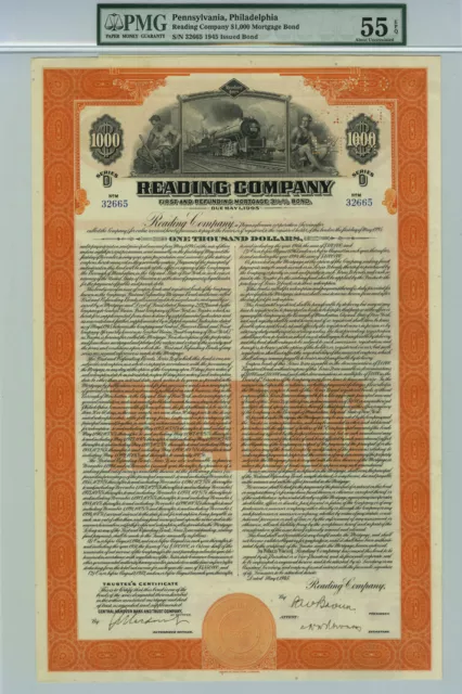 Reading Co. - $1,000 Railroad Bond - Monopoly Game Set Railroad - Railroad Bonds