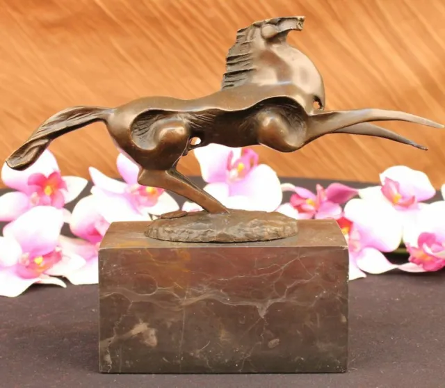 Signed Original Abstract Art Noveau Bronze Horse Head Bust Sculpture NR Deco