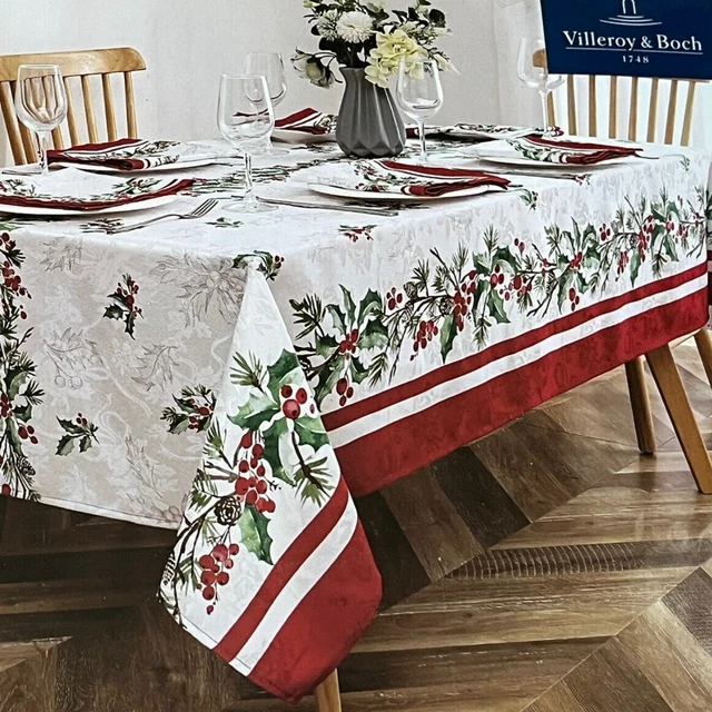 NIP VILLEROY & BOCH Perfect Holly Double Border Christmas Tablecloth 60