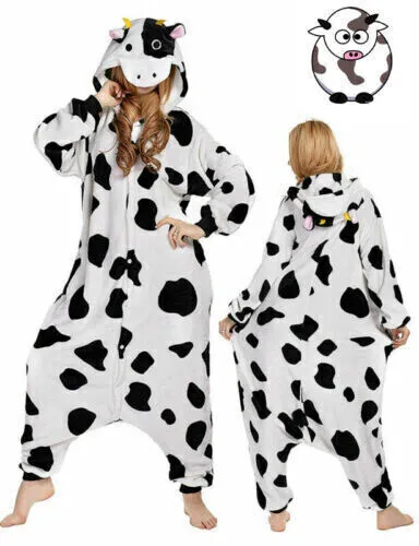 2024 NEW Kids/Adult Animal Pajamas Cosplay Costume Cow Onsies Kigurumi Unisex