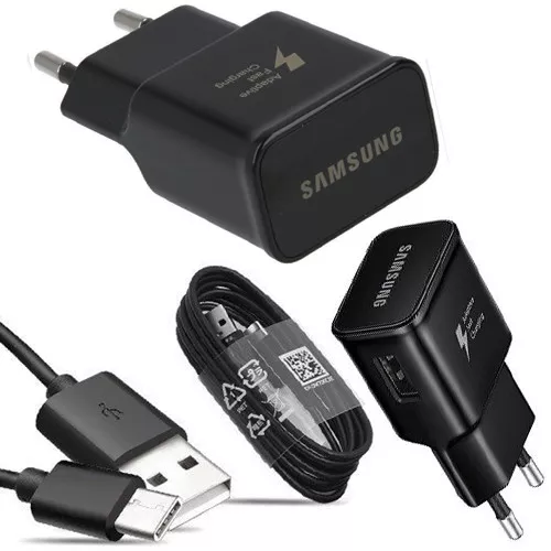 Samsung Fast Charger OR Type C USB Data Cable EU 2-Pin Adaptive Travel Adapter