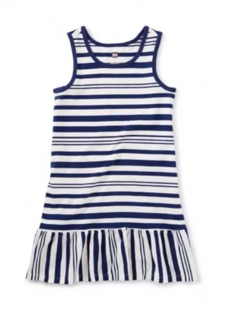 NWT Tea Collection Girls Stripe Tank Ruffle Tiered Dress Nautical Boho Crew 6