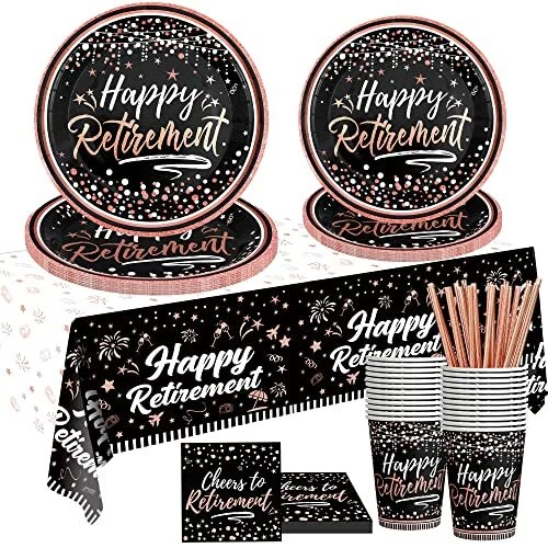 Happy Retirement Party Decorations women - (Total 121pcs) rose gold retirement