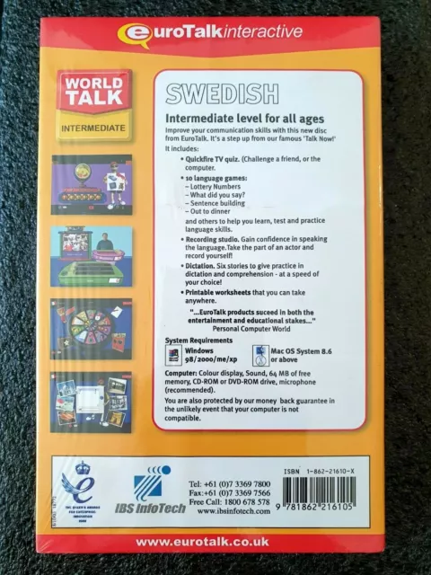 Learn Swedish Intermediate PC Software Interactive CD-ROM NEW/Sealed 2