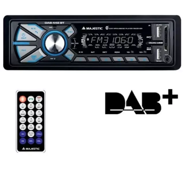 Majestic Autoradio DAB-442 BT RDS Stereo DAB+ PLL, Bluetooth, Dual-USB Radio