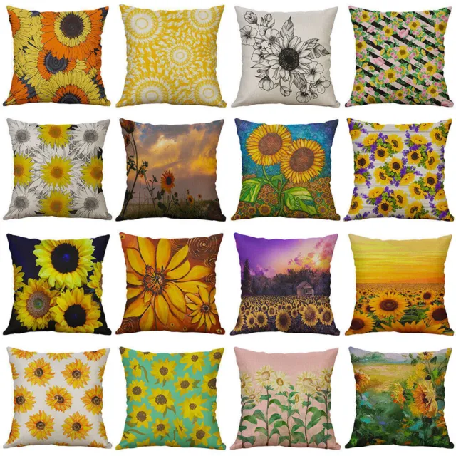 Sunflower Pillow Case Sofa Car Waist Throw Cushion Cover Home Décor Pillows