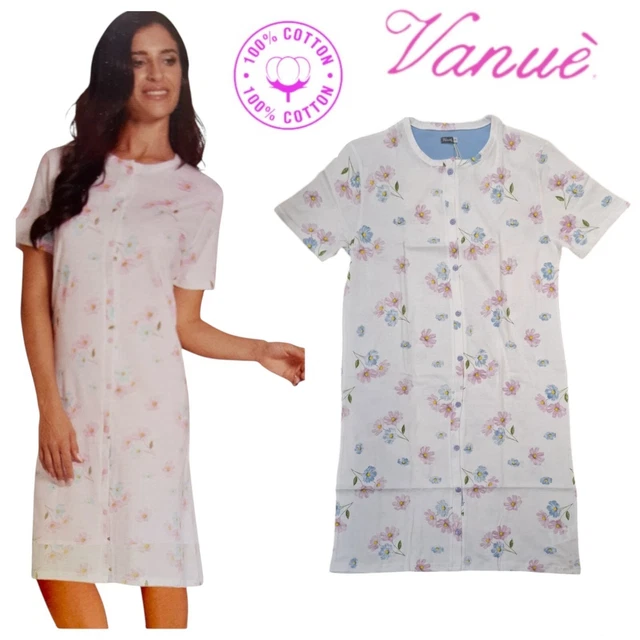 Camicia Da Notte Donna In Cotone Con Bottoni - Aperta Davanti, Maniche Corte, Comoda Per Allattamento E Pigiama (95% Cotone) - Foto 4