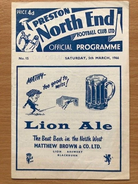 Programme Football Tottenham Hotspur Vs Preston North End – Saison 1951/1952