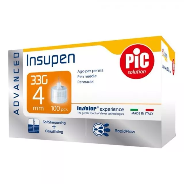 PIC Insupen ADVANCED - 100 AGHI PENNA PER INSULINA 33G, 4mm