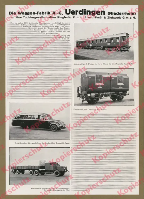 Waggon-Fabrik AG Uerdingen Ringfelder Deutsche Reichsbahn truck bus 1935